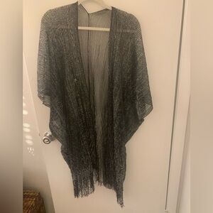 Black and Gray Fringe Kimono